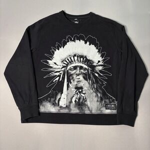 Hustle Gang Mens Black Graphic Sweatshirt HG-32 Chief Headdress 3X Streetwear